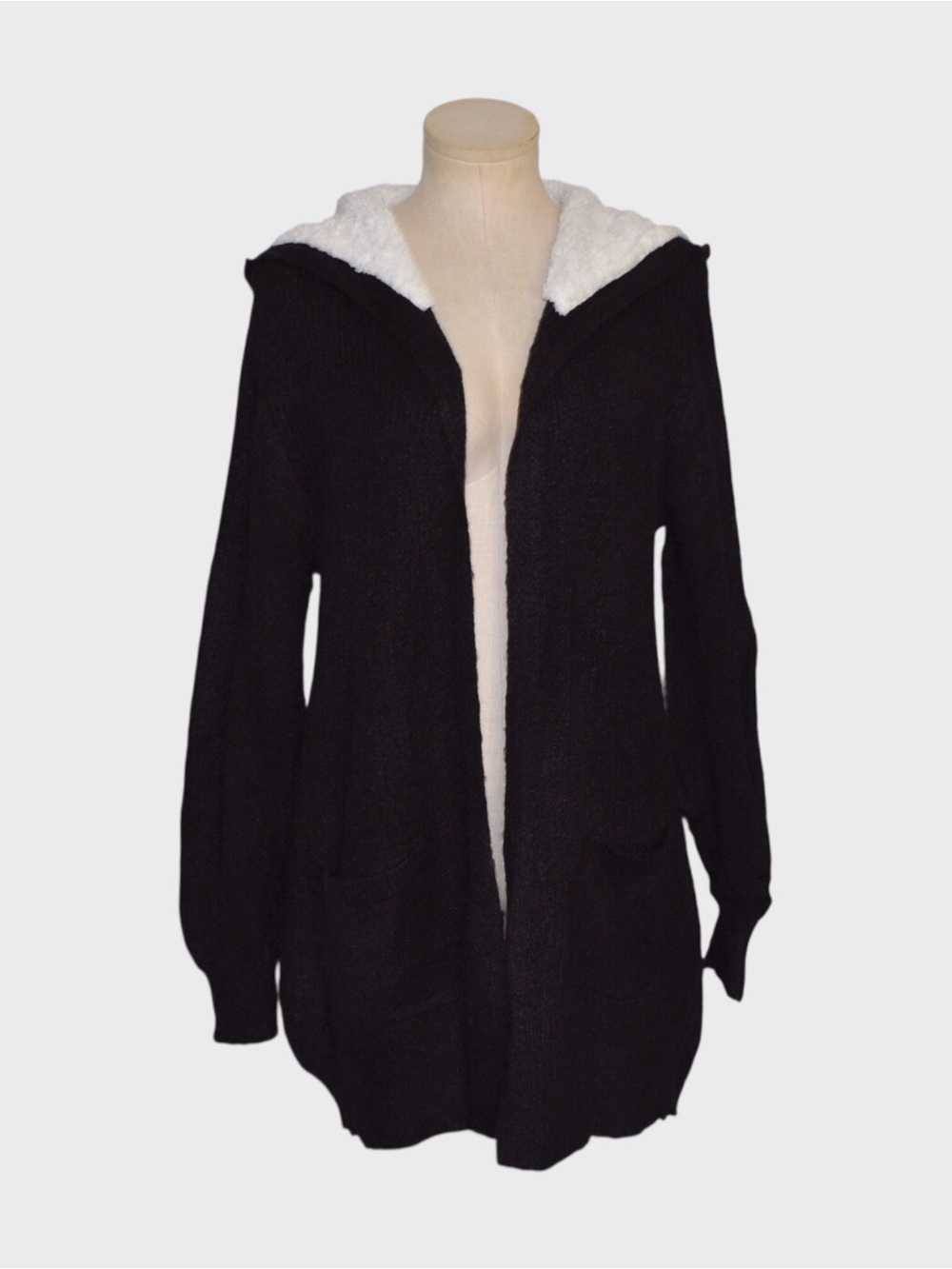 No Boundaries Girls Fuzzy Lined Hooded Open Front Cardigan